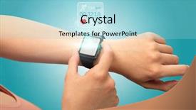  Presentation with smartwatch - Presentation theme consisting of vital signs - female hand with smartwatch background and a light blue colored foreground
