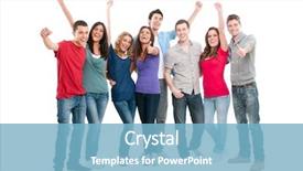  Presentation with joyful - Audience pleasing presentation theme consisting of vital signs - happy joyful group of friends backdrop and a light blue colored foreground