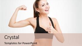  Presentation with sporty - Beautiful PPT theme featuring vital signs - happy sporty woman showing ok backdrop and a soft green colored foreground