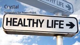  Presentation with direction - PPT theme consisting of vital signs - healthy life direction sign background and a teal colored foreground