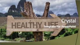  Presentation with work life balance health - Beautiful PPT theme featuring vital signs - healthy life wooden sign backdrop and a coral colored foreground