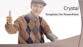  Presentation with blood pressure - Amazing presentation theme having vital signs - senior seated at a table backdrop and a light gray colored foreground