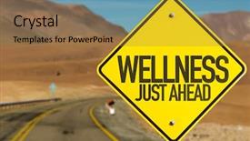 Presentation with wellness - Beautiful PPT theme featuring vital signs - wellness just ahead sign backdrop and a coral colored foreground