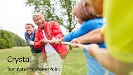  Presentation with sports festival - PPT theme having vitality - vital senior team pulling background and a yellow colored foreground