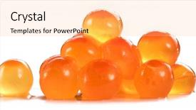  Presentation with caviar - PPT theme featuring vitamin b - several salmon caviar on white background and a yellow colored foreground