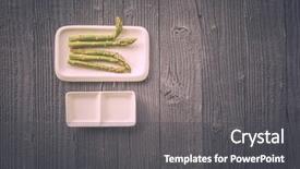  Presentation with asparagus - Beautiful PPT theme featuring vitamin b9 - fresh green asparagus backdrop and a dark gray colored foreground