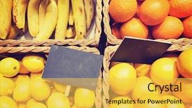  Presentation with food market - PPT theme with vitamin c and eco food background and a yellow colored foreground