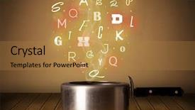  Presentation with cooking cartoon - Presentation having vitamin c iron - colorful letters coming background and a  colored foreground