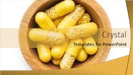  Presentation with vitamin - Cool new PPT theme with vitamin-capsules-in-bowl-vitamin backdrop and a yellow colored foreground