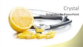  Presentation with vitamin - PPT theme with vitamin-capsules-vitamin-c-pills background and a white colored foreground