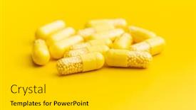  Presentation with vitamin - Slide deck having vitamin-capsules-vitamin-c-pills background and a light gray colored foreground