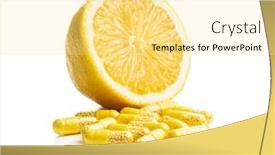  Presentation with vitamin - Slide set featuring vitamin-capsules-vitamin-c-pills background and a blonde colored foreground
