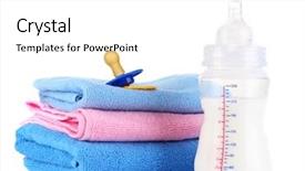  Presentation with milk in bottle - PPT theme featuring vitamin formula - bottle for milk with towels background and a  colored foreground