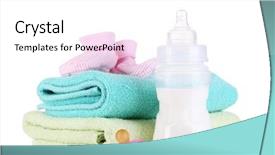  Presentation with milk in bottle - Slide deck enhanced with vitamin formula - bottle for milk with towels background and a white colored foreground