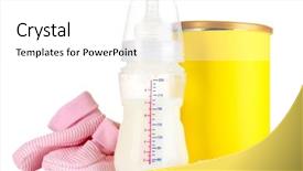  Presentation with babies - Slides consisting of vitamin formula - bottle with milk and food background and a  colored foreground