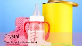  Presentation with blue food - Colorful PPT theme enhanced with vitamin formula - bottle with milk and food backdrop and a  colored foreground