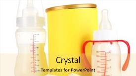  Presentation with babies - Audience pleasing slide set consisting of vitamin formula - bottle with milk and food backdrop and a  colored foreground