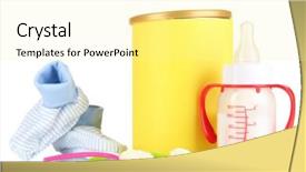  Presentation with babies - Audience pleasing presentation theme consisting of vitamin formula - bottle with milk and food backdrop and a blonde colored foreground