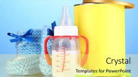  Presentation with blue food - PPT layouts having vitamin formula - bottle with milk and food background and a  colored foreground