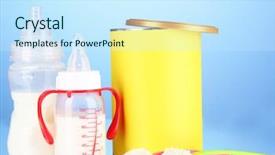  Presentation with blue food - Amazing PPT layouts having vitamin formula - bottles with milk and food backdrop and a  colored foreground