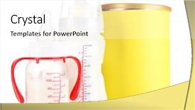  Presentation with babies - Theme featuring vitamin formula - bottles with milk and food background and a  colored foreground