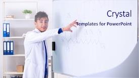  Presentation with whiteboard kids - Beautiful slide set featuring vitamin formula - young chemist standing in front backdrop and a sky blue colored foreground