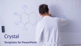  Presentation with whiteboard kids cute cartoon - Audience pleasing slide deck consisting of vitamin formula - young chemist standing in front backdrop and a sky blue colored foreground