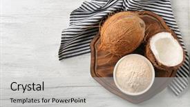  Presentation with vitamin - Audience pleasing slides consisting of vitamin free - bowl with coconut flour backdrop and a light gray colored foreground