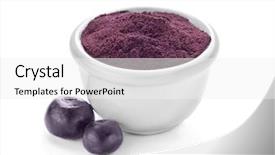  Presentation with ceramic - PPT theme featuring vitamin free - ceramic bowl with acai powder background and a white colored foreground