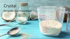  Presentation with coconut - Presentation theme consisting of vitamin free - measuring cup with coconut flour background and a light blue colored foreground