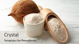  Presentation with nut - Colorful theme enhanced with vitamin free - nut scoop and bowl backdrop and a coral colored foreground