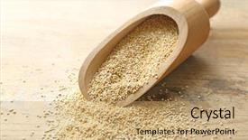  Presentation with vitamin - Theme consisting of vitamin free - scoop with raw quinoa grains background and a  colored foreground