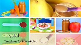  Presentation with baby food - Colorful slide deck enhanced with baby food collage backdrop and a lemonade colored foreground
