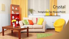  Presentation with maximized living - Cool new slides with vitamin news - colourful interior comfortable living room backdrop and a yellow colored foreground