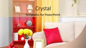  Presentation with bacteria colourful 3d - Beautiful PPT theme featuring vitamin news - colourful interior comfortable living room backdrop and a yellow colored foreground