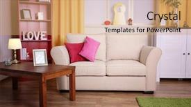  Presentation with living room - Slide deck enhanced with vitamin news - colourful interior comfortable living room background and a coral colored foreground