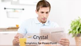  Presentation with reading table - Slide set having vitamin news - reading newspaper man eats light background and a lemonade colored foreground