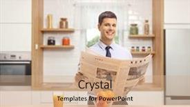  Presentation with special education young adult man - Amazing presentation having vitamin news - young man in a kitchen backdrop and a coral colored foreground