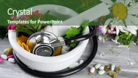  Presentation with alternative medicine - PPT layouts featuring vitamin pill - alternative medicine herbs berries background and a forest green colored foreground