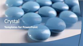  Presentation with drugs - Slide deck featuring vitamin pill - blue drugs on white background background and a teal colored foreground