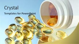  Presentation with vitamin - Colorful presentation theme enhanced with vitamin pills - capsules in bottle on blue backdrop and a light blue colored foreground