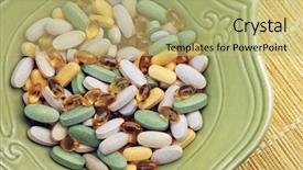  Presentation with supplements - Presentation theme enhanced with vitamin soup close-up background and a yellow colored foreground