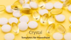  Presentation with supplement - Presentation theme consisting of vitamin-supplement-liquid-capsule background and a  colored foreground