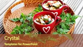  Presentation with tomato - Slide set consisting of nutrition drinks minnerals vitamins - tomato and zucchini soup background and a  colored foreground