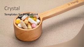  Presentation with healthy living - Amazing theme having vitamins-and-supplement-pills backdrop and a lemonade colored foreground