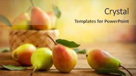  Presentation with gluten free bread on wooden - Amazing slide set having vitamins sun - fresh ripe pears in basket backdrop and a blonde colored foreground