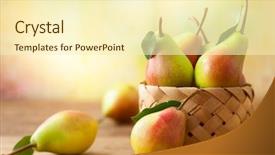 Presentation with healthy eating - PPT theme enhanced with vitamins sun - fresh ripe pears in basket background and a cream colored foreground