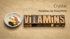  Presentation with healthy lifestyle - Audience pleasing theme consisting of vitamins-word-abstract-in-vintage backdrop and a coral colored foreground