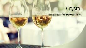 Presentation with outdoors - PPT theme having vitis - two glasses of white whine background and a soft green colored foreground