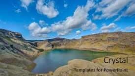  Presentation with beautiful moraine lake - Beautiful slide deck featuring vitis - viti is a beautiful crater backdrop and a coral colored foreground